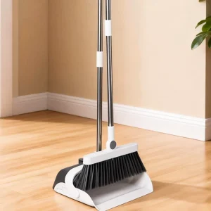 FF5760 Soft Bristle Floor Broom and Dustpan Set with Dustpan Teeth