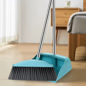 FF5764 Indoor Outdoor Soft Bristle Broom and Dustpan Set with Dustpan Teeth