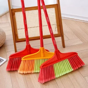 FF5769 Indoor and Outdoor Plastic Soft Bristle Broom with Wooden Handle