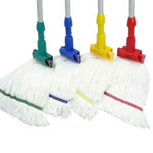 Factory 4-Color White Fiber Mesh Wet Mop Head for Hotel and Janitorial Cleaning