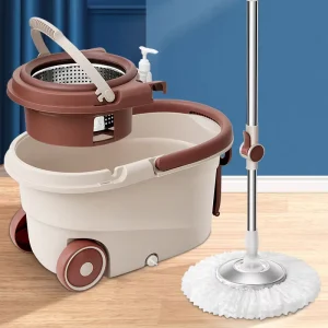 Factory Cleaning Microfiber Mops Swivel 360 Rotating Clean Floor Spin Magic Mop with Wheels and Plastic Bucket