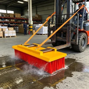 Factory Custom Industrial Plastic Sweeper Broom Forklift Mounted Cleaning Brush for Road Warehouse Yard Debris Dust Cleaning