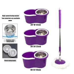 Factory Direct Dual-Drive Purple Rotary Mop with Thickened Steel Construction and Bucket