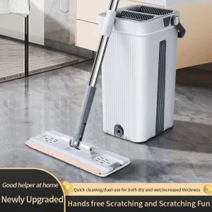 Factory Direct Hands-Free Flat Squeeze Mop with Clean and Dirty Water Separation, Telescopic Stainless Steel Handle