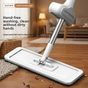 Factory Direct Hands-Free Stainless Steel Flat Mop with Microfiber Head
