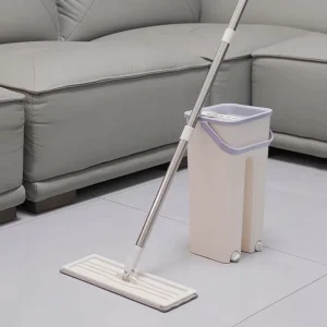 Factory Direct Microfiber Flat Mop and Bucket Set Hand Free Self Wringing Floor Cleaning Mop with Reusable Washable Pads