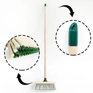 Factory Direct Modern Heavy Duty Push Broom with PVC Head, Wood Handle, Nylon Flagged Bristles for Concrete Floors