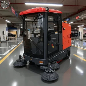 Factory Direct Outdoor Ride-On Electric Floor Sweeper, 1500W, High-Pressure, Direct Drive