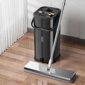 Factory Direct Sales Black Stainless Steel Dual Tank Flat Mops Ultimate Cleaning with Hygienic Water Separation Cleaning Floor