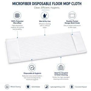 Factory Direct Wet and Dry Pocket Microfiber Disposable Floor Mop Cloth Refill for Hospital and Hotel Cleaning