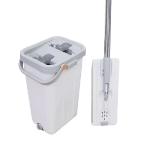 Factory Hands-Free Microfiber Flat Mop and Bucket Set with Single Bucket