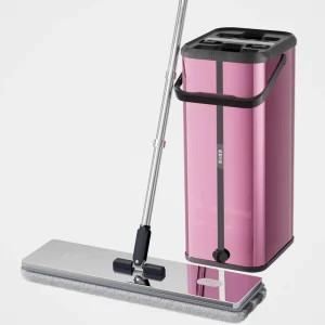 Factory Hot Sell D46 Stainless Steel Flat Floor Mop & Bucket Set Hands Free Eco Friendly High Capacity