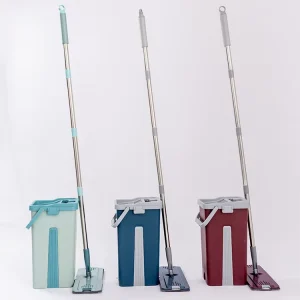 Factory OEM Price Durable Hand Free Cleaning Flat Mop with Bucket Set Microfiber Cloth Stainless Steel Pole 8L Capacity