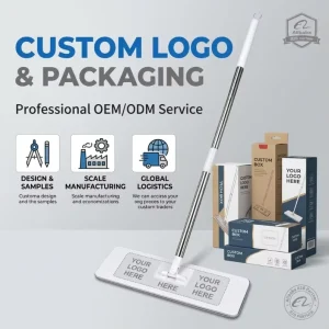 Factory Price 360° Rotating Eco-Friendly Flat Mop, 45 cm, with Four-Side Wringing and Stainless Steel Construction
