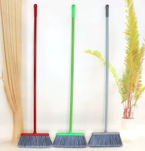 Factory Price Iron Long-Handle Broom with Flagged PET Bristles for Home and Garden