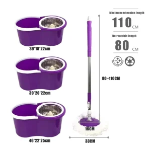 Factory Price Round Head Stainless Steel Pole 360 Microfiber Rotating Rotary Cleaning Mop and Bucket