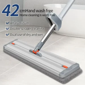 Factory Prices 360 Rotating Steel Pole Microfiber Flat Mop Water Absorbing Quick Dry Hand Wash Free House Sweeper 2 Mopheads