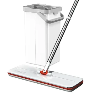 Factory Supply Microfiber Flat Dust Mop and Bucket Set with Telescopic Stainless Steel Rod