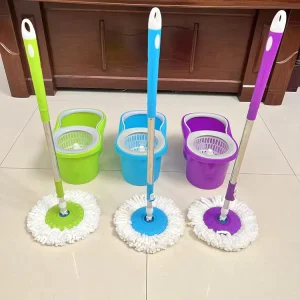 Factory Supply Plastic Baskets Stainless Steel Rods Floor Cleaning Adjustable 360 Degree Microfiber Spin Rotating Mop