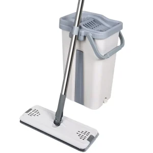 Factory Supply Stainless Steel Handle Dry and Wet Mop and Bucket Set with Self-Wringer