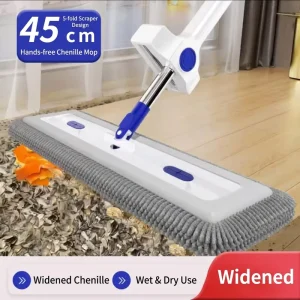 Factory Supply Wide Flat Floor Mop Thickened Extended Handle Wet Dry Use with Detachable Replaceable Mop Pads for Home Cleaning