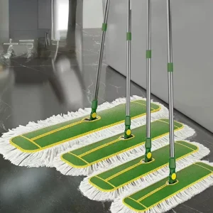 Fashion Wood Handle Cotton Flat Mop Wet Dry Cleaning Mop 360 Rotating Sliding Wringing Lightweight Home Hotel Commercial Floor