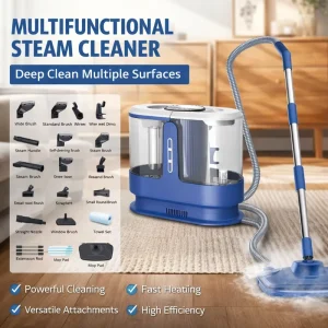 Fast-Heating Low-Noise Wet and Dry Multi-Angle Steam Cleaner for Household, Hotel, and Car Use