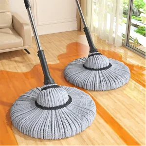 Fine Fiber Kitchen Bathroom Floor Tile Cleaning Mop Long Handle Twist Mop Self-Twisting Water Feature Washable Mop