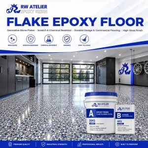 Flake Epoxy Floor Coating with Decorative Stone Flakes for Garage and Commercial Flooring