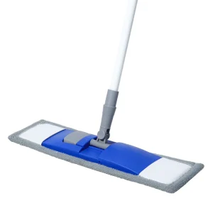 Flat Dust Mop with 1 Washable Pad, Adjustable Iron Handle for Hardwood and Tile Floors