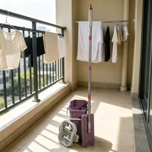 Flat Floor Mop and Bucket Set Separates Dirty and Clean Water Hands Free Home Floor Cleaning