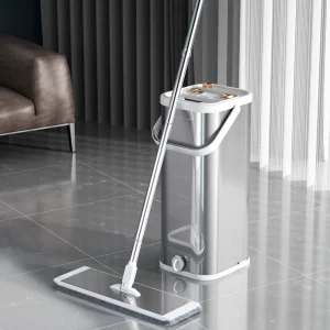 Flat Floor Mop and Bucket Set with Aluminum Handle and Wringer