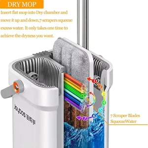 Flat Floor Mop and Bucket with Wringer Set, Hands-Free Microfiber Floor Cleaning System