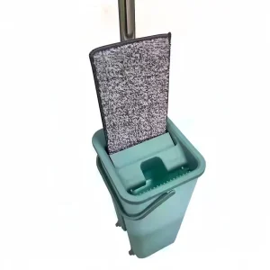 Flat Microfiber Mop and Bucket Set with Self-Washing and Squeeze-Drying Function