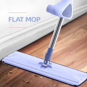 Flat Microfiber Mop with Stainless Steel Handle and 360-Degree Rotation