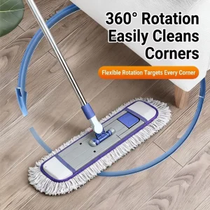 Flat Mop 55cm Large Head 360 Degree Rotating Microfiber Dust Mop Wet Dry Dual Use for Home Lobby Office Floors