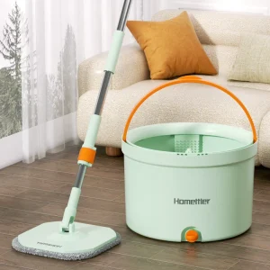Flat Mop Bucket Spin Spray Mop 360 Degree Stainless Steel Microfiber Telescopic Pole Self-Wringer
