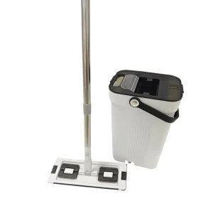 Flat Mop Bucket with Separate Clean and Dirty Water Chambers, 3-Chamber Design