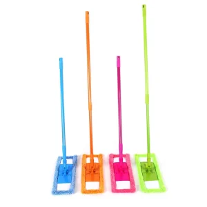Flat Mop Set with Telescopic Handle and Washable Microfiber Pad