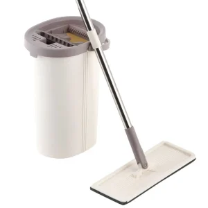Flat Mop With Bucket Free Hand 360 Rotating Washing Lazy Mop
