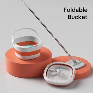 Flat Mop and Foldable Bucket Set Silicone Large-capacity Hands-free Wash Portable