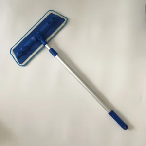 Flat Mop with 2 Telescopic Aluminum Handles, Microfiber and Nylon Hook