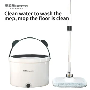 Flat Mop with Bucket, Dual-Chamber Clean and Dirty Water Separation