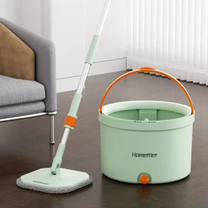 Flat Mop with Bucket Spin Mop Dual-Chamber Clean and Dirty Water Separation
