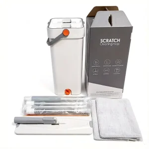 Flat Mop with Bucket and Separate Dirty Water Cleaning System with 2 Replaceable Mop Pads