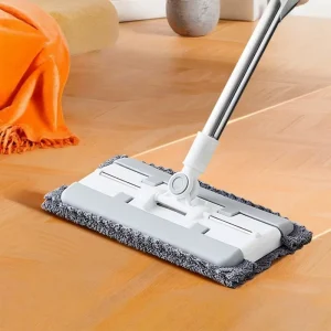 Flat Mop with Cloth Gripper and Scraper for Bathroom and Kitchen Hard Floor Cleaning