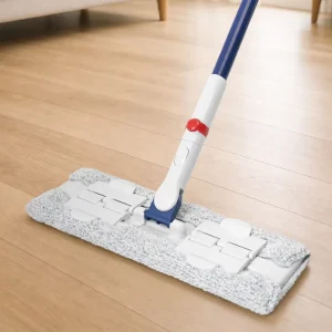 Flat Mop with Microfiber Head, Telescopic Handle, Rotating Head, and Manual Wringing