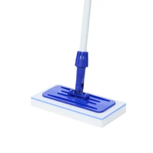 Flat Mop with Sponge Pad and Adjustable Handle Effortless Deep Cleaning for Walls Tubs Floors and Tile