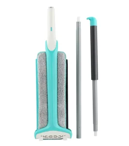 Flat Mop with Squeeze Split Microfiber Head, Automatic Squeeze, Double-Sided, for Bathroom Cleaning