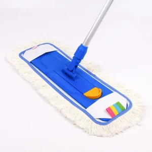 Flat Rectangle Cotton Mop Head with Aluminum Pole and Sliding Wringing